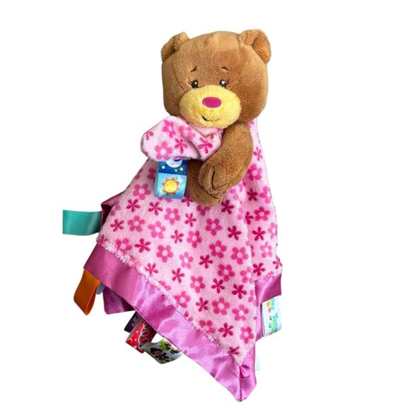 Taggies Baby Bear Lovey Plush Little Security Blanket Pink Girl Bright Cute 14" - Picture 6 of 10